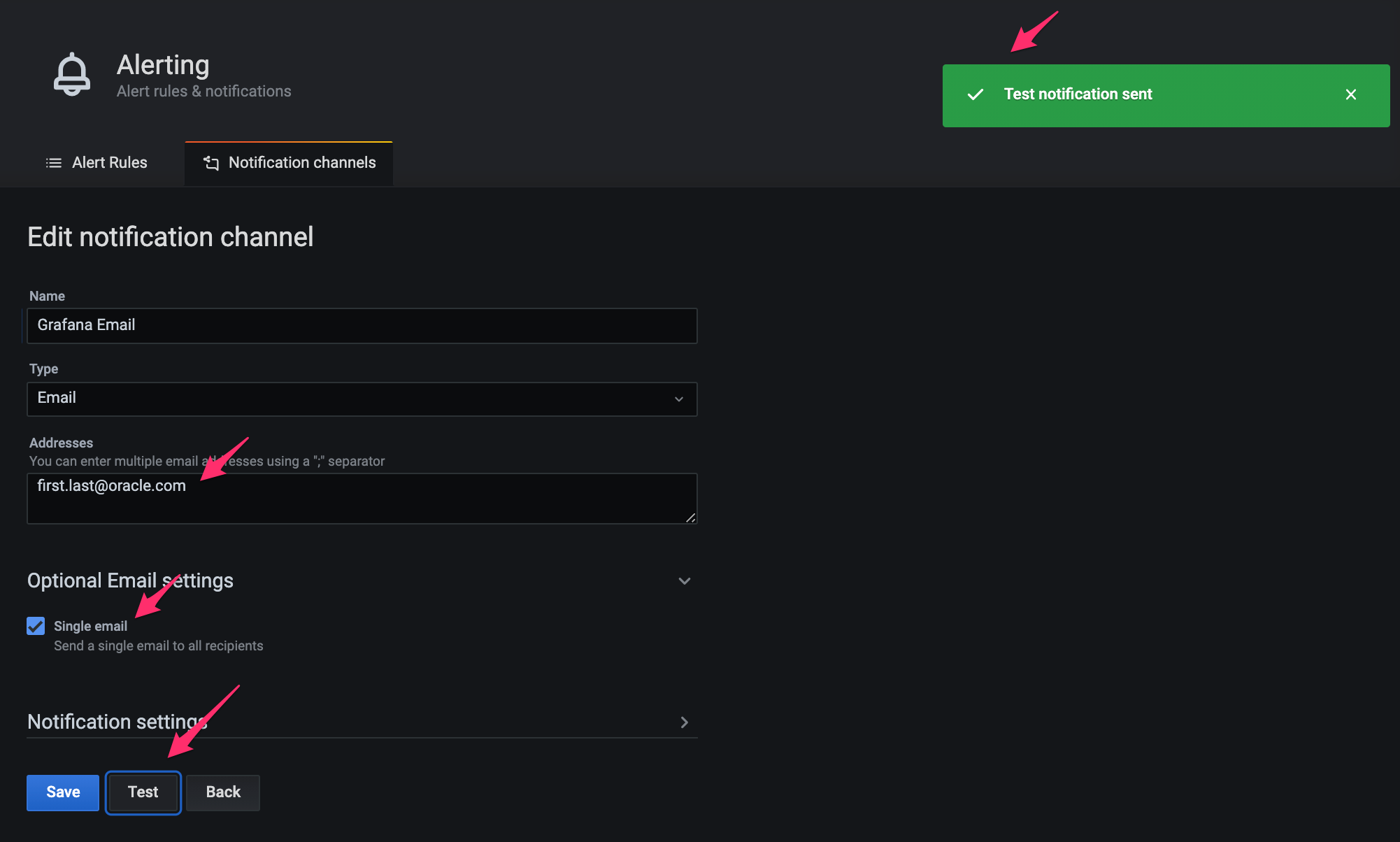 Grafana Email Alert grafana email notification channel